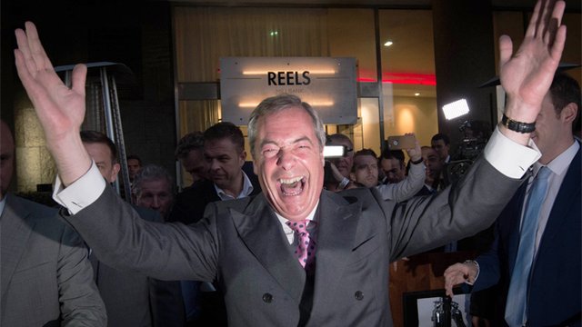 Nigel Farage Celebrating Brexit