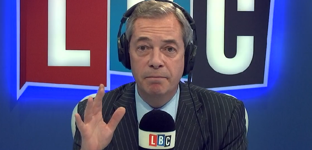 Nigel Farage LBC hand up