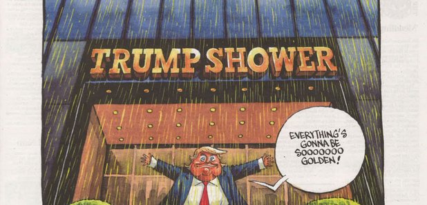 Trump shower cartoon