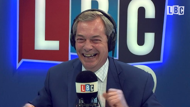 Nigel Farage laughing in the studio