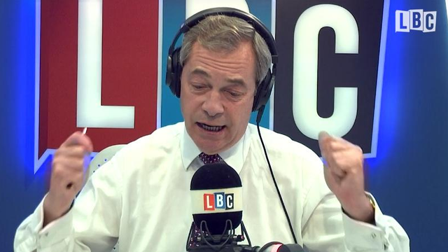 Nigel Farage shakes his fists