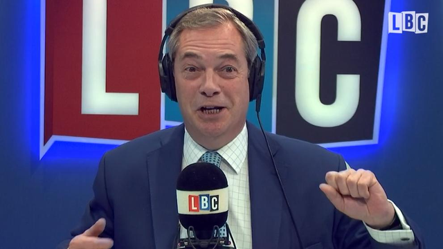 Nigel Farage smiling in the studio