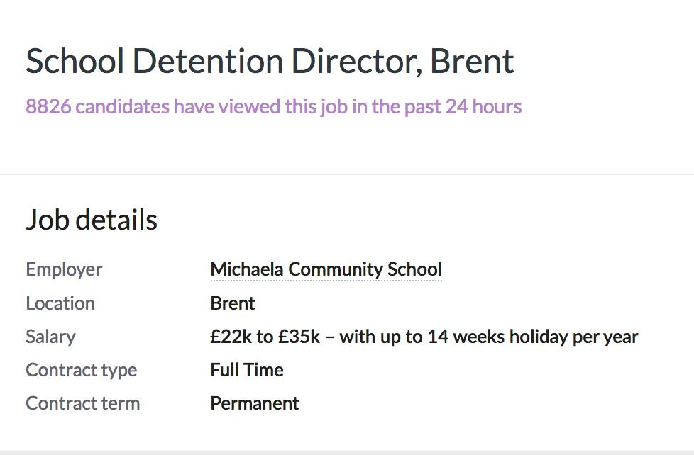 London School Hiring A Detention Director Lbc 