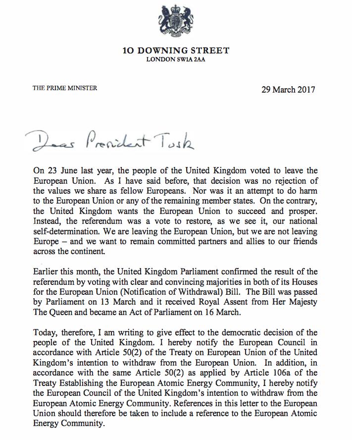 Article 50 letter