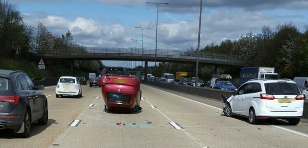 M25 car overturned