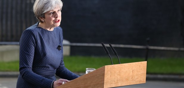 Theresa May general election podium