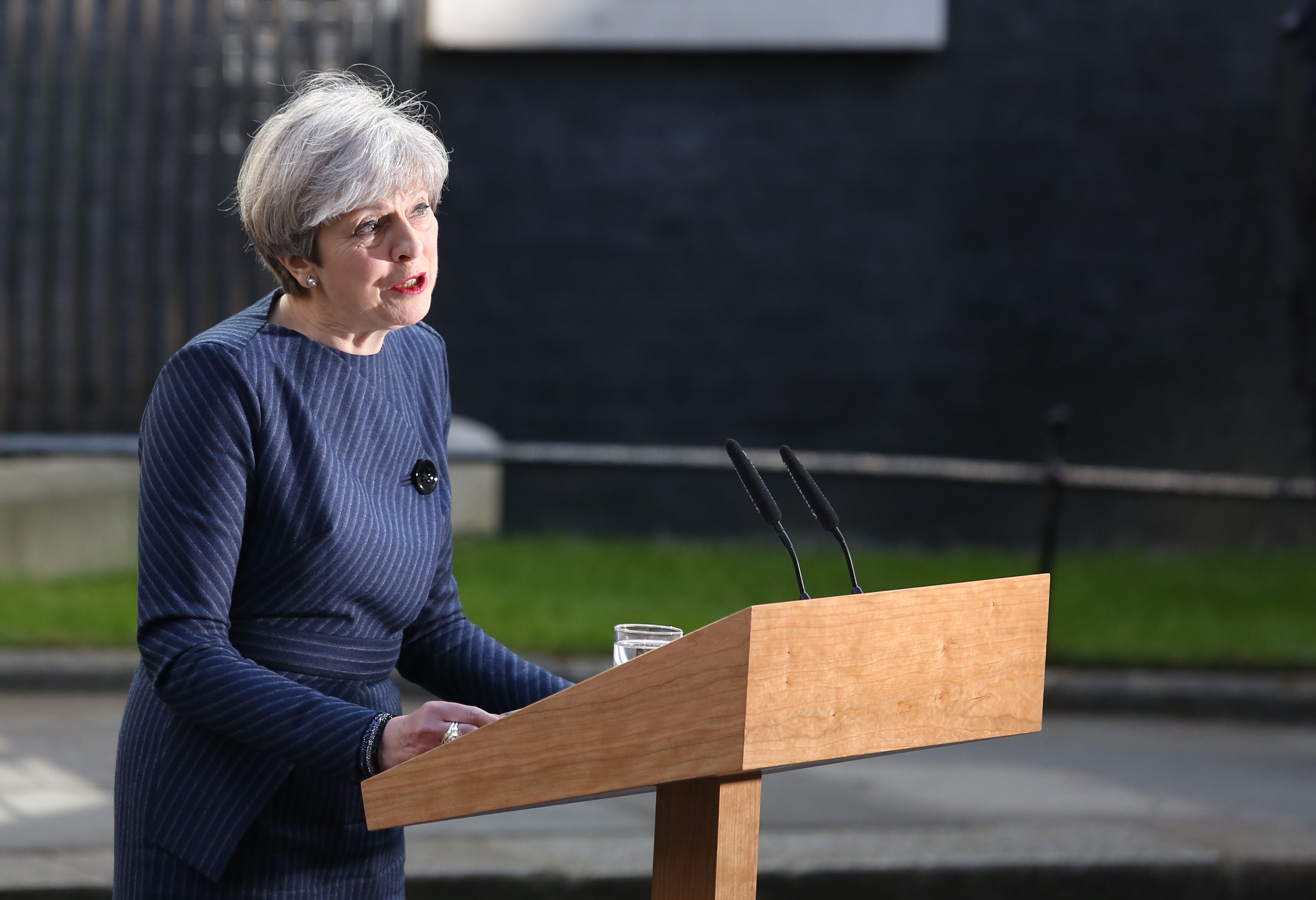 Theresa May general election podium