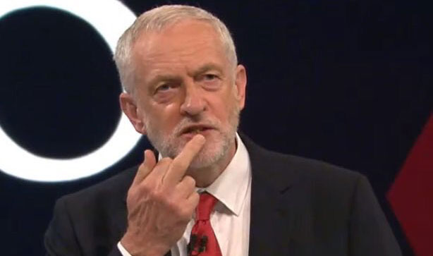 Jeremy Corbyn middle finger